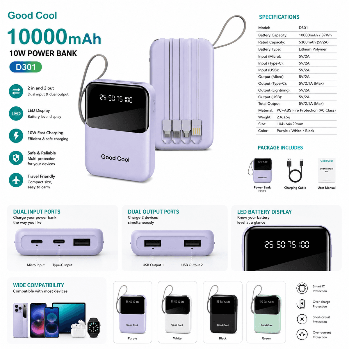 Good Cool D301 10000mAh Power Bank 🔋⚡